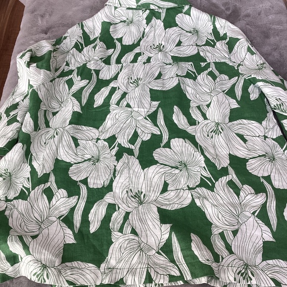 NWT Tahari linen green and white floral blouse size 1X - Picture 9 of 10